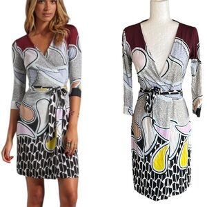 Diane Von Furstenberg Silk Knit Julian Geometric Paisley Print Wrap Dress - 4